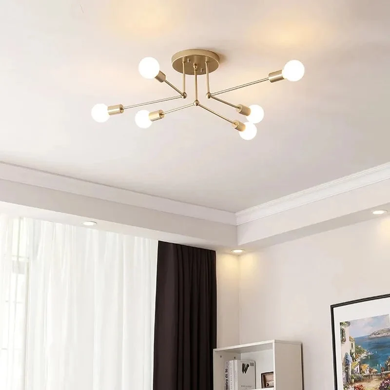 Nordic iron right angle ceiling lamp modern bedroom study black/white/Gold lamp simple living room ceiling lamp