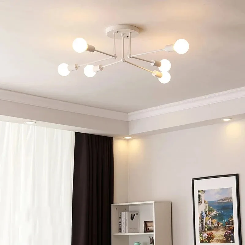Nordic iron right angle ceiling lamp modern bedroom study black/white/Gold lamp simple living room ceiling lamp