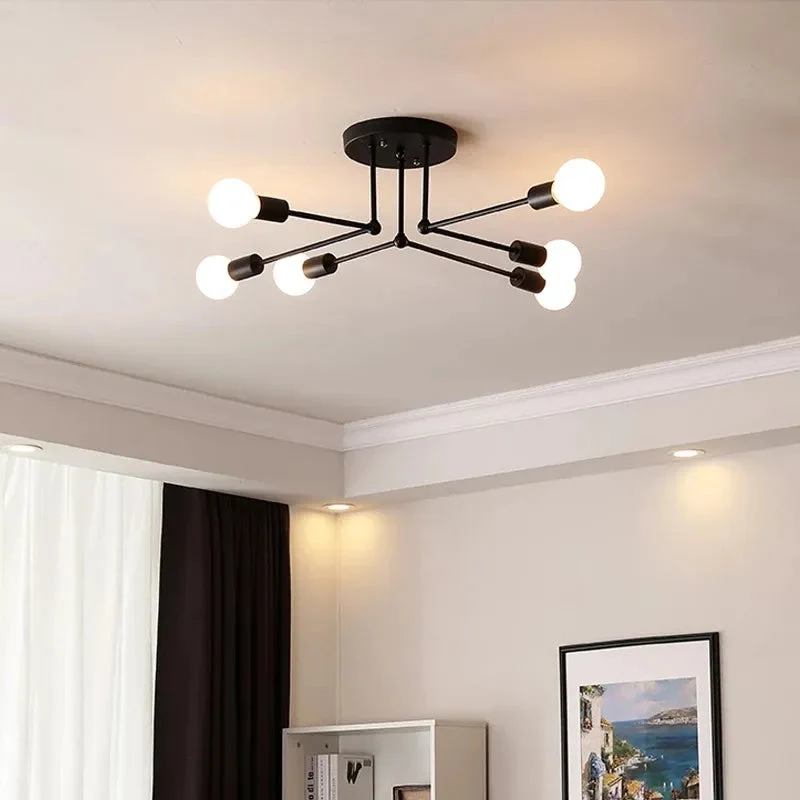 Nordic iron right angle ceiling lamp modern bedroom study black/white/Gold lamp simple living room ceiling lamp