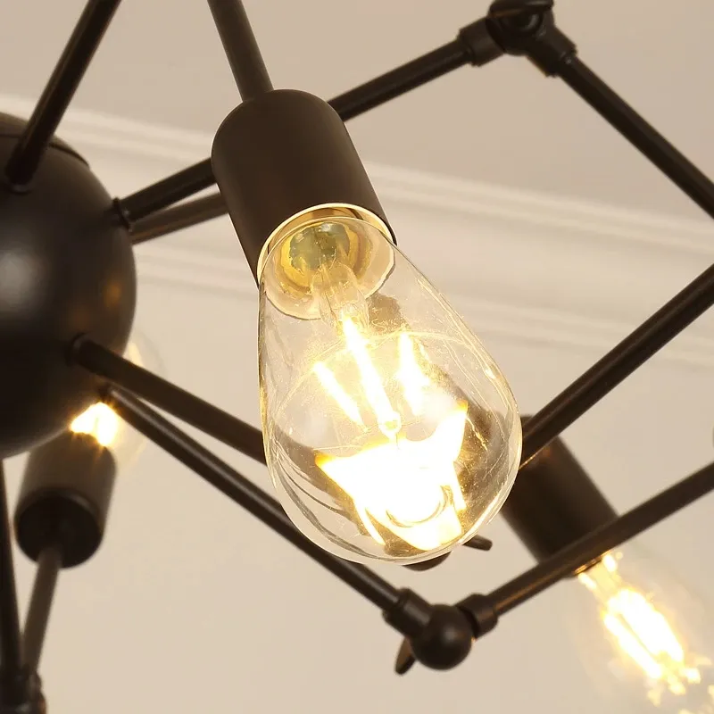 LOFT Industrial Spider Chandelier Retro Creative Personality lustre Nordic Clothing Store Iron Satellite Chandelier Lighting