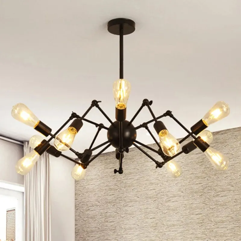 LOFT Industrial Spider Chandelier Retro Creative Personality lustre Nordic Clothing Store Iron Satellite Chandelier Lighting