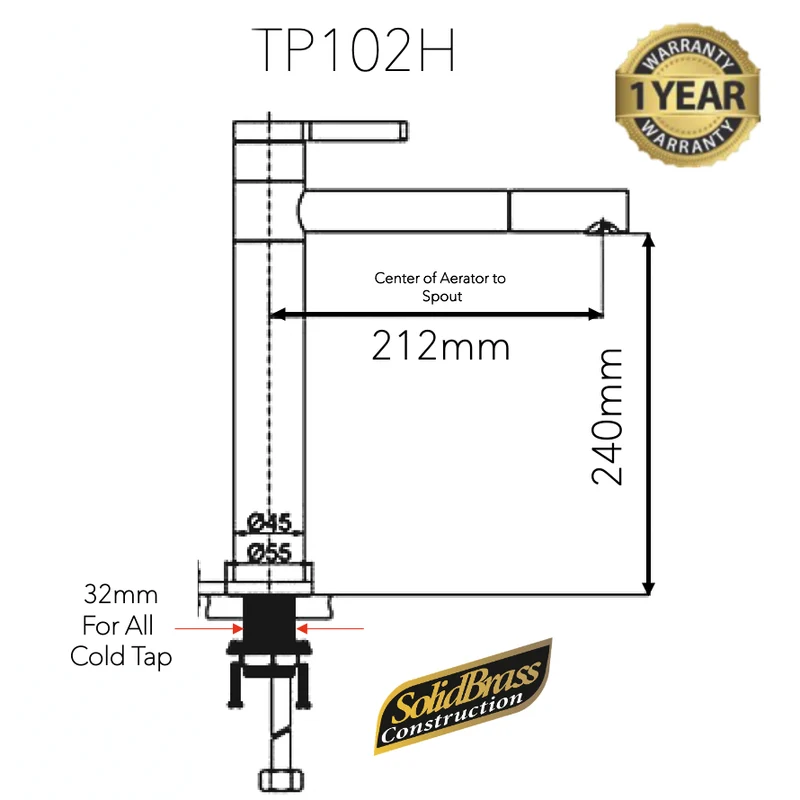 TP102H - Pulizia Series High Basin Mixer