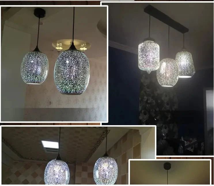 Restaurant lamp creative color personality 3D glass bar table chandelier retro cafe clothing store hair salon lighting
