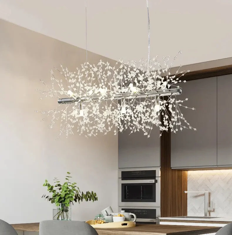 Nordic modern light luxury dandelion chandelier restaurant lighting living room master bedroom creative crystal lighting