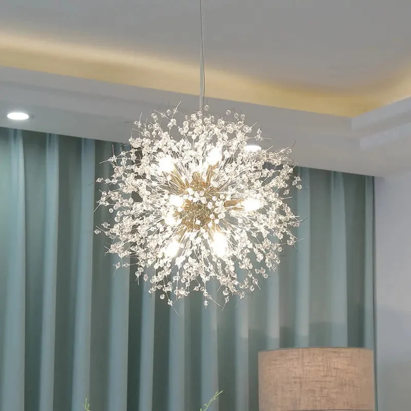 Nordic modern light luxury dandelion chandelier restaurant lighting living room master bedroom creative crystal lighting