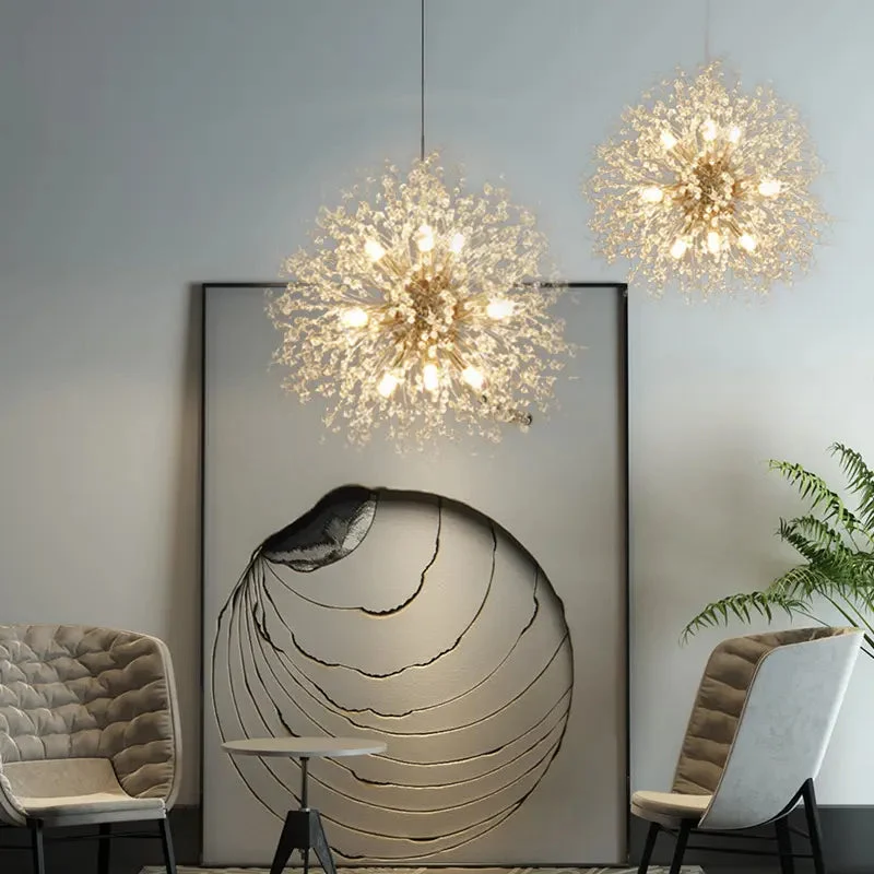 Nordic modern light luxury dandelion chandelier restaurant lighting living room master bedroom creative crystal lighting