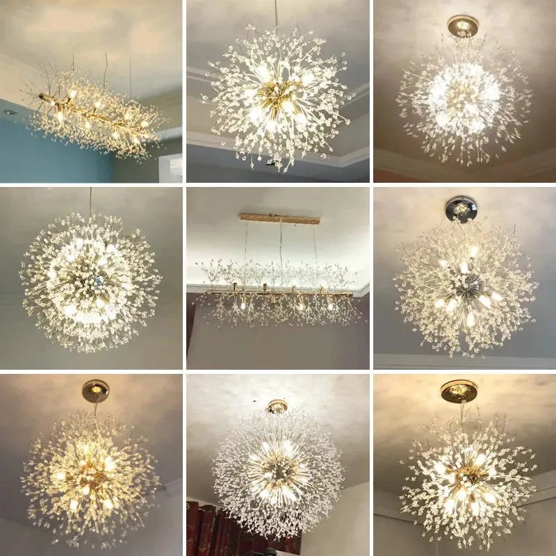 Nordic modern light luxury dandelion chandelier restaurant lighting living room master bedroom creative crystal lighting