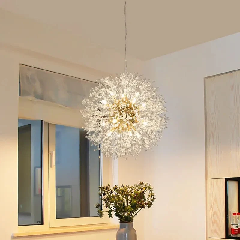 Nordic modern light luxury dandelion chandelier restaurant lighting living room master bedroom creative crystal lighting