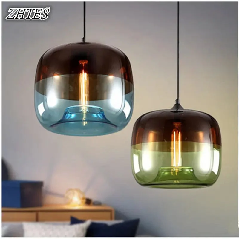 Nordic Creative Personality Stained Glass lighting Restaurant Lamps Single Head Bar Chandelier