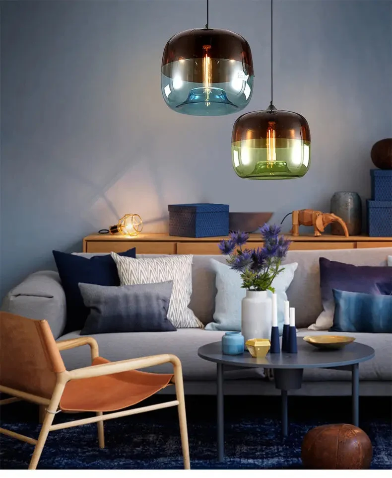 Nordic Creative Personality Stained Glass lighting Restaurant Lamps Single Head Bar Chandelier