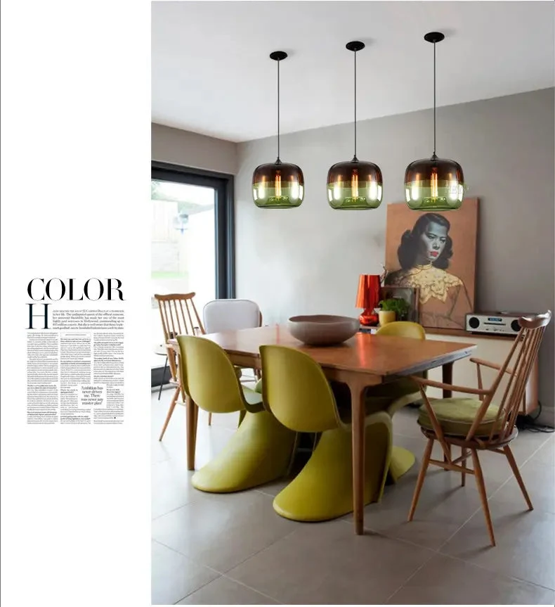 Nordic Creative Personality Stained Glass lighting Restaurant Lamps Single Head Bar Chandelier