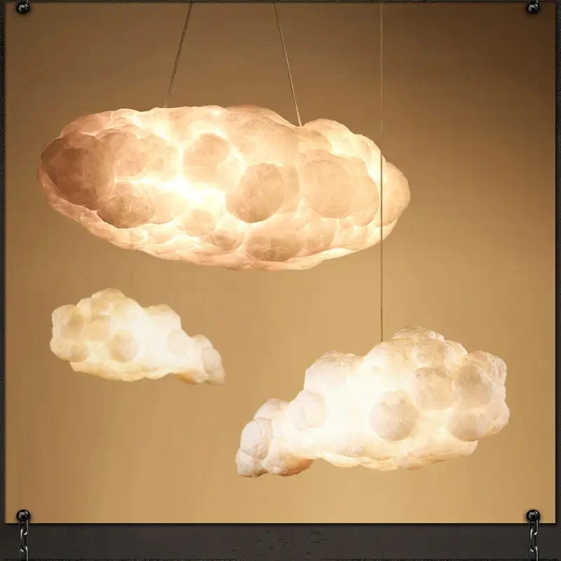 Cotton Cloud Chandelier Creative Children's Room White LED