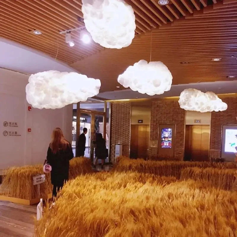 Cotton Cloud Chandelier Creative Children's Room White LED