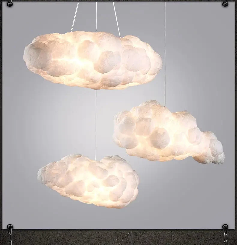 Cotton Cloud Chandelier Creative Children's Room White LED