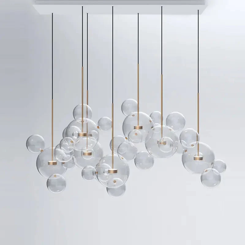 Nordic lamps creative personality LED living room restaurant magic bean molecule bubble glass chandelier