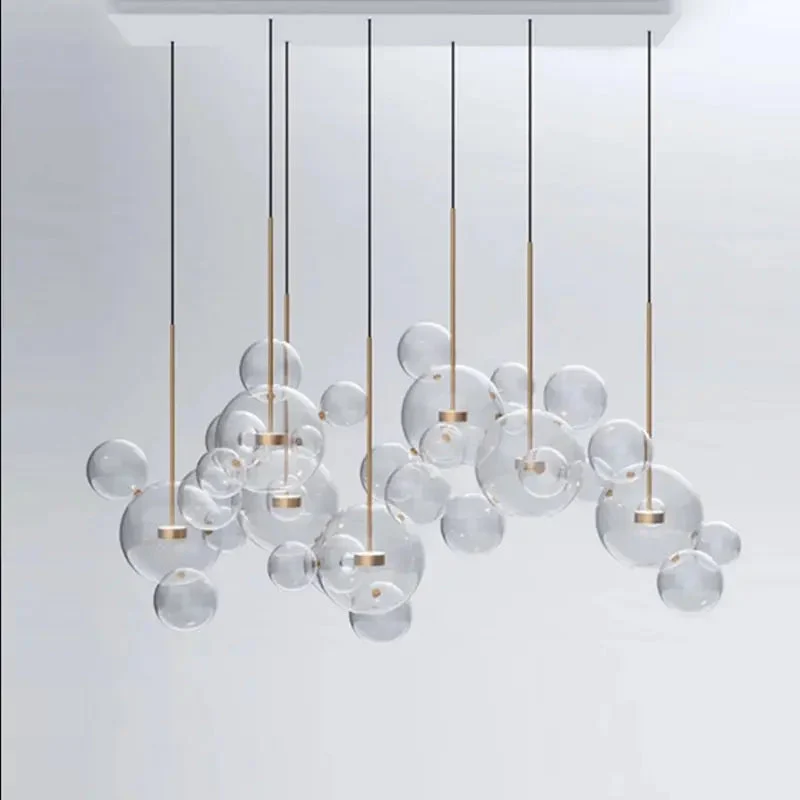 Nordic lamps creative personality LED living room restaurant magic bean molecule bubble glass chandelier