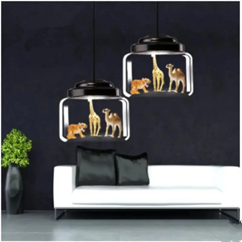 Nordic restaurant glass chandelier coffee shop kindergarten classroom personality creative cartoon animal chandelier