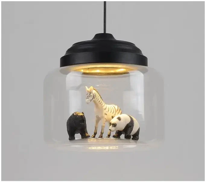 Nordic restaurant glass chandelier coffee shop kindergarten classroom personality creative cartoon animal chandelier