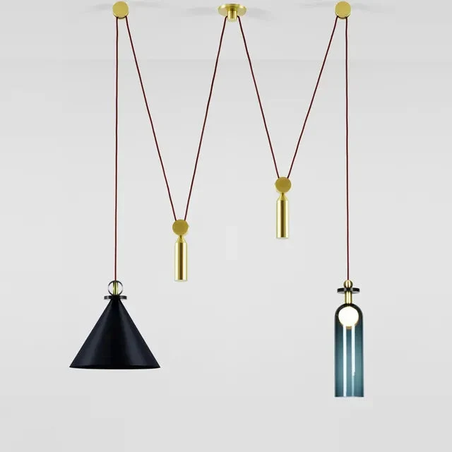 Modern Pulley DIY Combine Metal Pendant lights Kitchen Adjustable Italian Designer Dinning Room Decor LED Pendant Light
