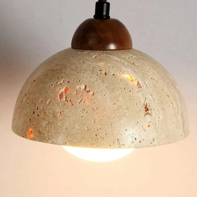 Modern Japanese style Creative Yellow Travertine Bedroom Bedside LED Pendant Lights Designer Retro Restaurant Aisle Chandelier