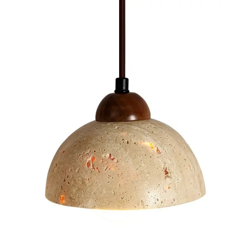 Modern Japanese style Creative Yellow Travertine Bedroom Bedside LED Pendant Lights Designer Retro Restaurant Aisle Chandelier