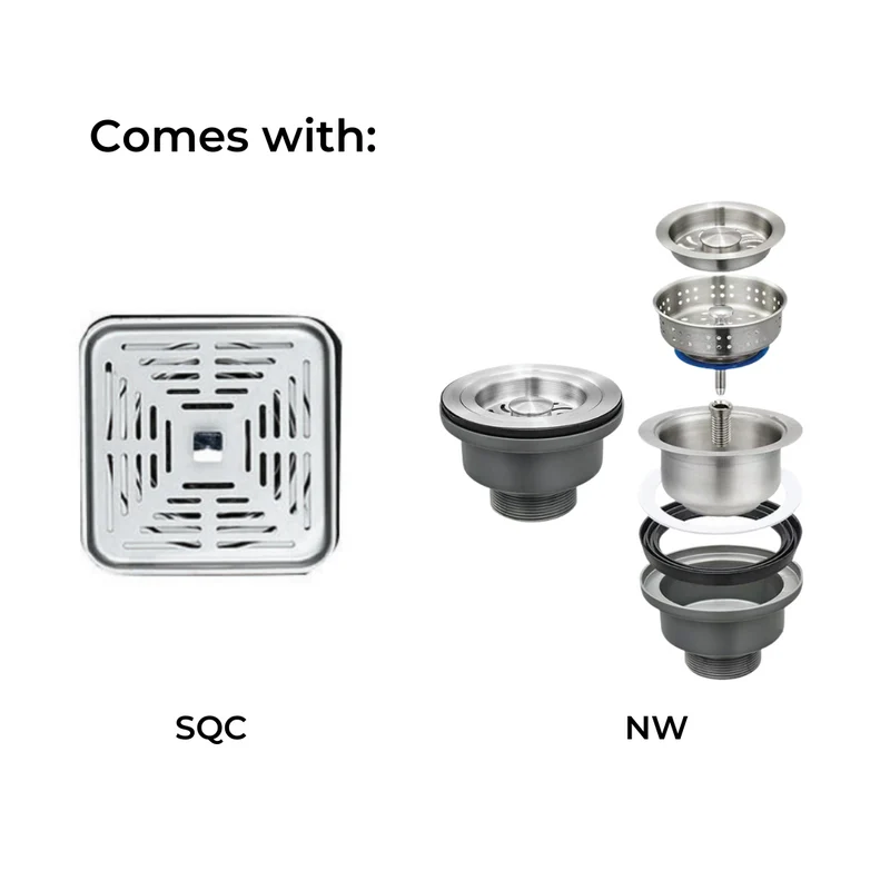 Q550NB | Q610NB - Square Under-Mount Kitchen Sink (Matte Black)