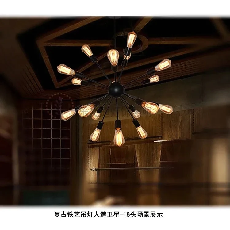 Modern Vintage sputnik v lamp Industrial Black Iron Droplight Hotel Living Room Dining Room Bedroom Creative Chandelier