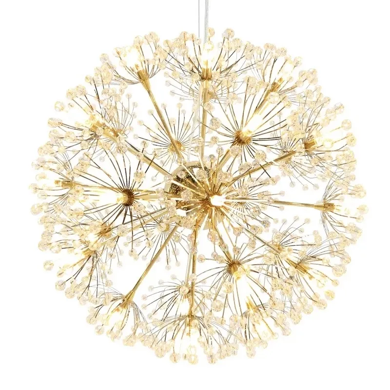 Nordic Modern Circular Dandelion Crystal Ball Chandelier Creative LED Living Room Restaurant Bar Lamps Dining Room Lights