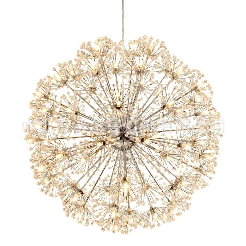 Nordic Modern Circular Dandelion Crystal Ball Chandelier Creative LED Living Room Restaurant Bar Lamps Dining Room Lights