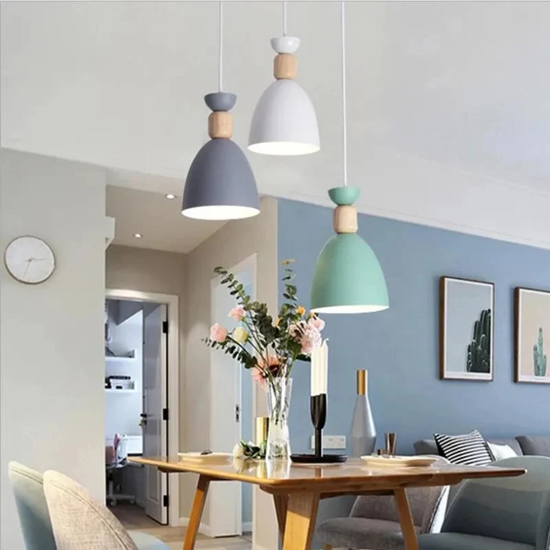 Modern Chandeliers Wooden Pole Simple Style Lamps Coffee Shop Restaurant Dining Room Decoration Hanging Suspension Luminaire