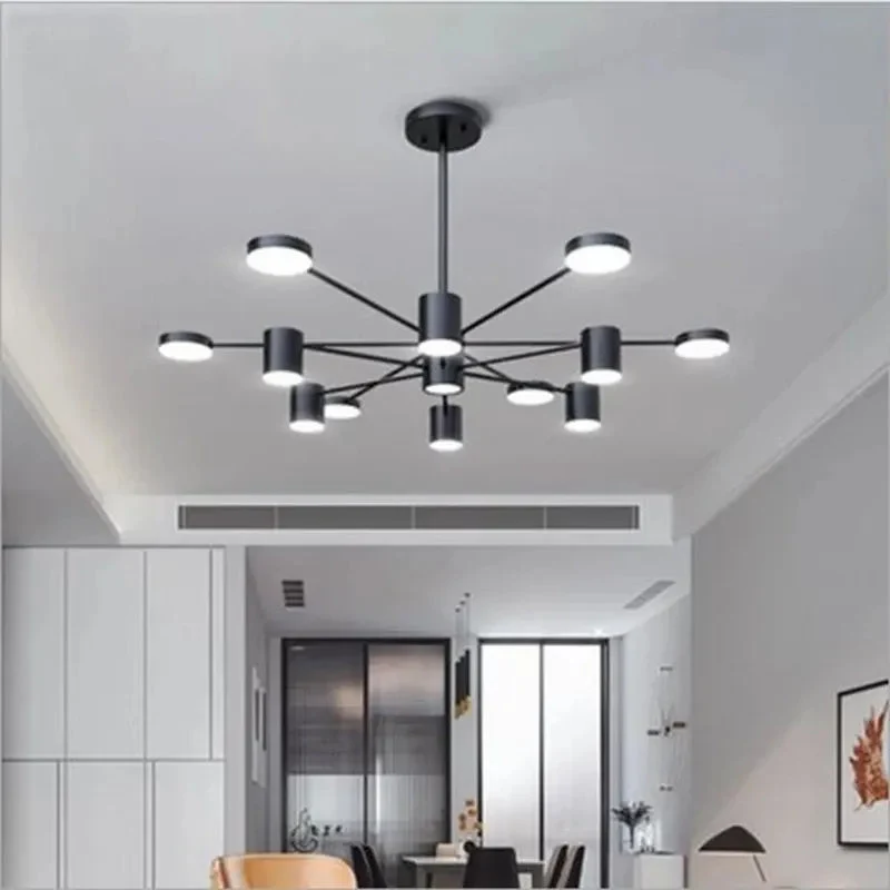Modern LED Ceiling Lights Wrought Iron 6/8/10/12 Heads Art Design Gold/Black/White High-End Dining Living Room Fixed Luminaire
