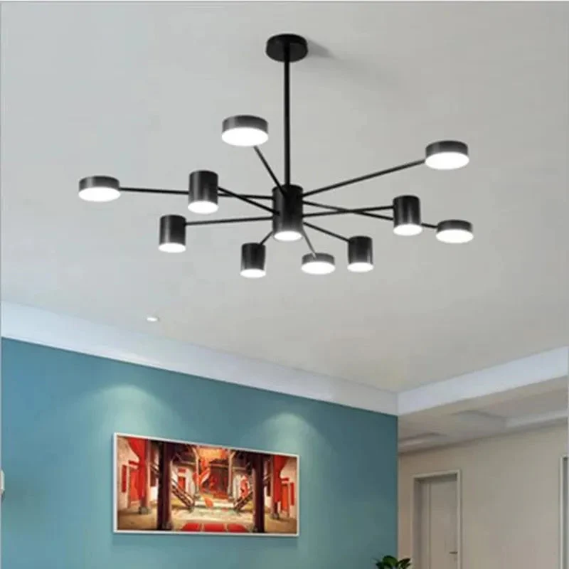Modern LED Ceiling Lights Wrought Iron 6/8/10/12 Heads Art Design Gold/Black/White High-End Dining Living Room Fixed Luminaire