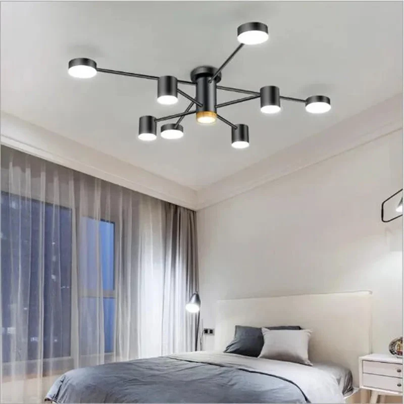 Modern LED Ceiling Lights Wrought Iron 6/8/10/12 Heads Art Design Gold/Black/White High-End Dining Living Room Fixed Luminaire