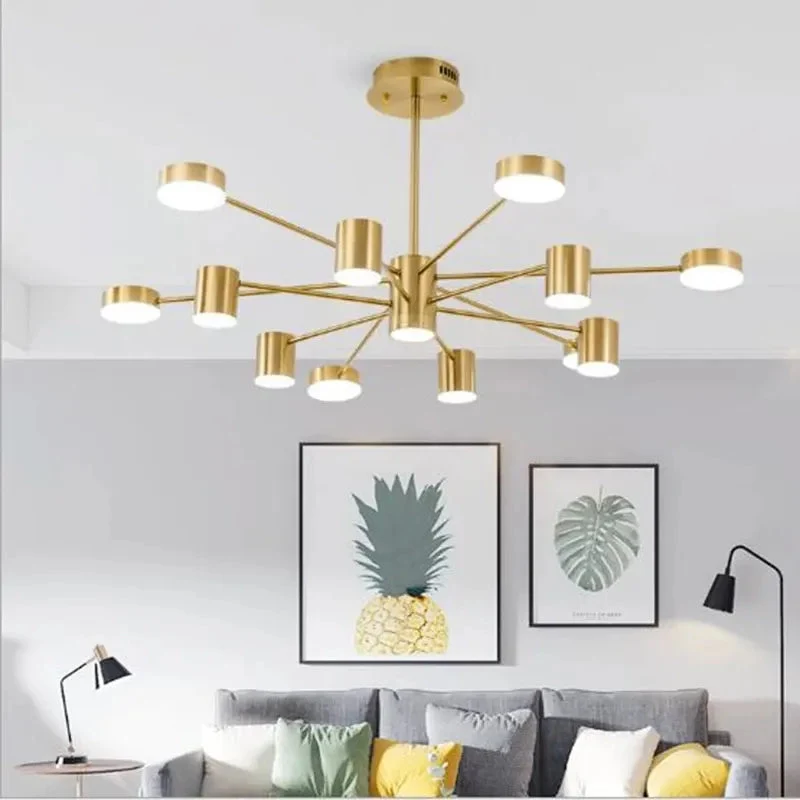 Modern LED Ceiling Lights Wrought Iron 6/8/10/12 Heads Art Design Gold/Black/White High-End Dining Living Room Fixed Luminaire