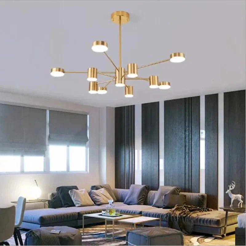 Modern LED Ceiling Lights Wrought Iron 6/8/10/12 Heads Art Design Gold/Black/White High-End Dining Living Room Fixed Luminaire