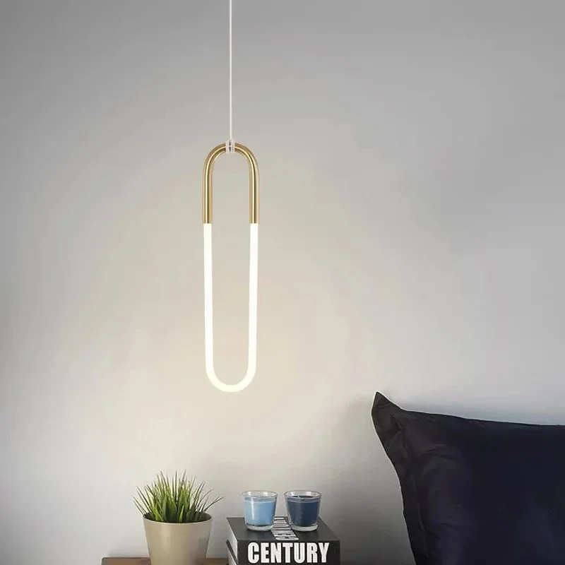 Nordic U shape LED Lamp Modern Gold Pendant Light for bedroom Eye protection Hanging Lamp Restaurant Living room Decoration