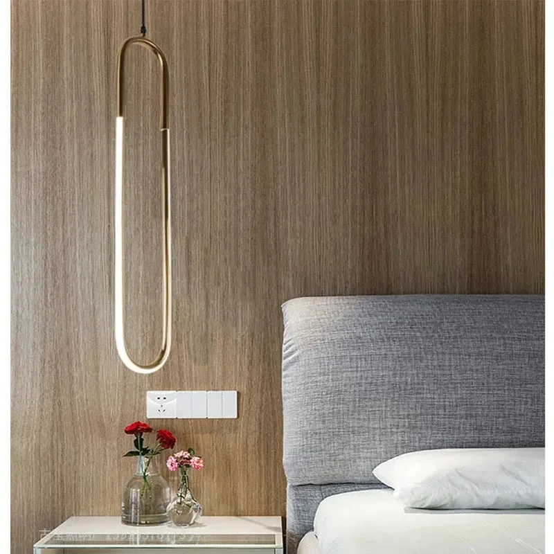 Nordic U shape LED Lamp Modern Gold Pendant Light for bedroom Eye protection Hanging Lamp Restaurant Living room Decoration