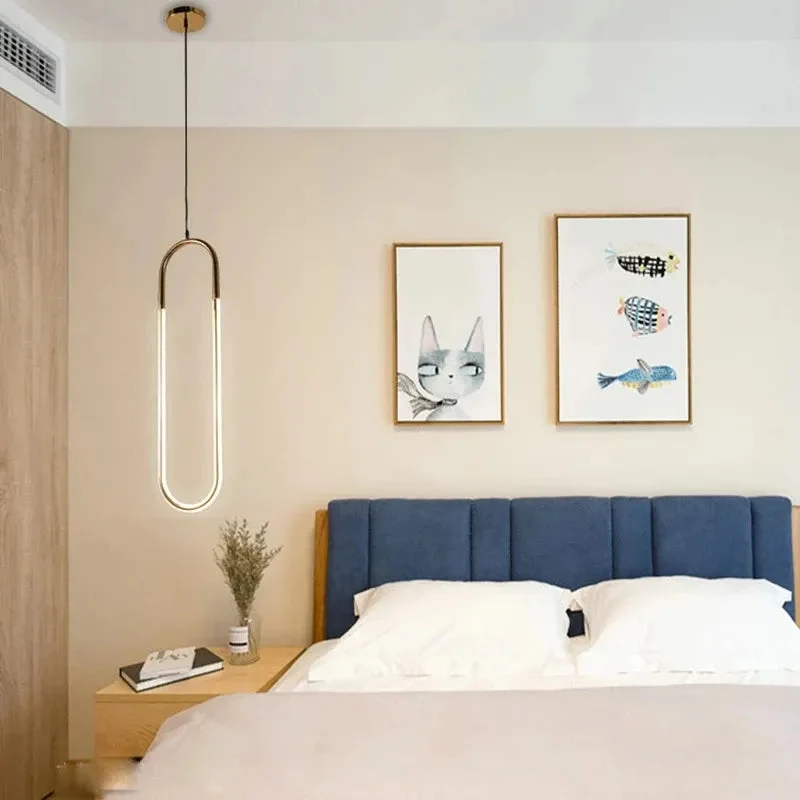 Nordic U shape LED Lamp Modern Gold Pendant Light for bedroom Eye protection Hanging Lamp Restaurant Living room Decoration