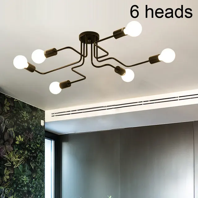 Industrial Ceiling Lights Modern Pipe Iron Spider Vintage Nordic Ceiling Lamps For Living Room Bedroom Flush Mount 4/6/8 Heads