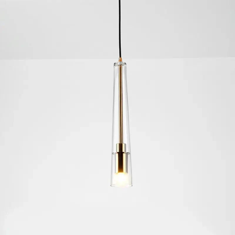 Nordic modern single head glass pendant light creative dining room small chandelier bedroom bedside study bar cone lamp
