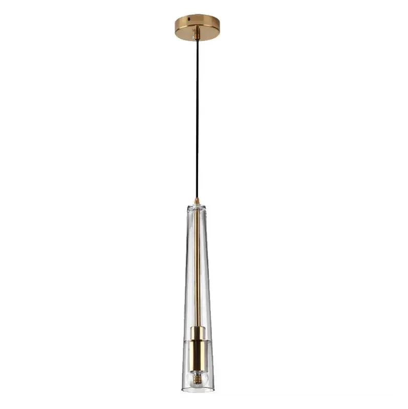 Nordic modern single head glass pendant light creative dining room small chandelier bedroom bedside study bar cone lamp