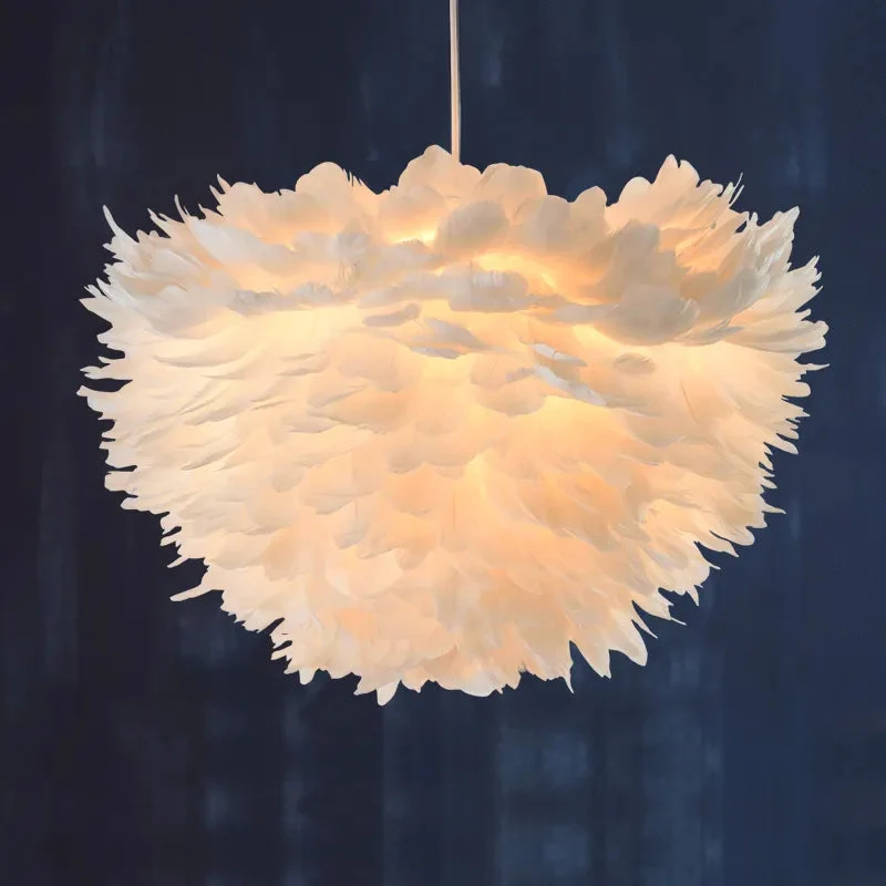 Nordic bedroom Feather lamp modern minimalist creative living room post-modern warm and romantic princess feather chandelier