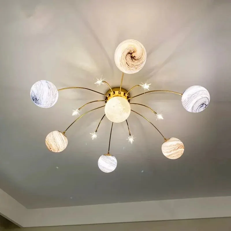 Nordic modern planet lamp wandering earth glass lamp simple space children's room bedroom room ceiling lamp