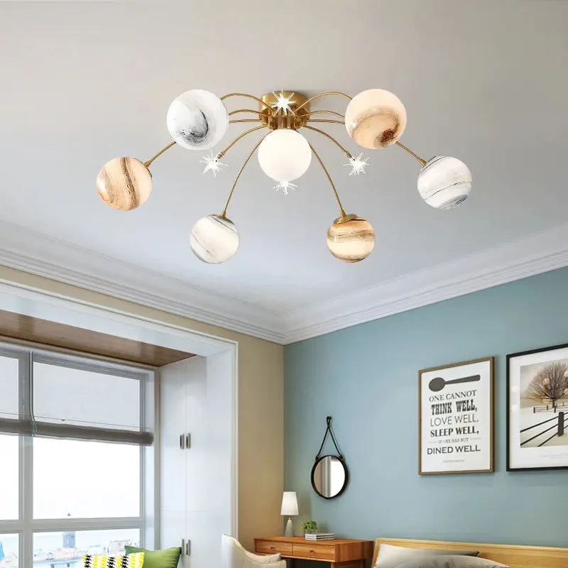 Nordic modern planet lamp wandering earth glass lamp simple space children's room bedroom room ceiling lamp