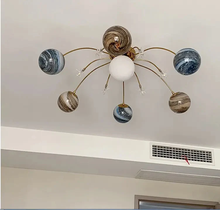 Nordic modern planet lamp wandering earth glass lamp simple space children's room bedroom room ceiling lamp