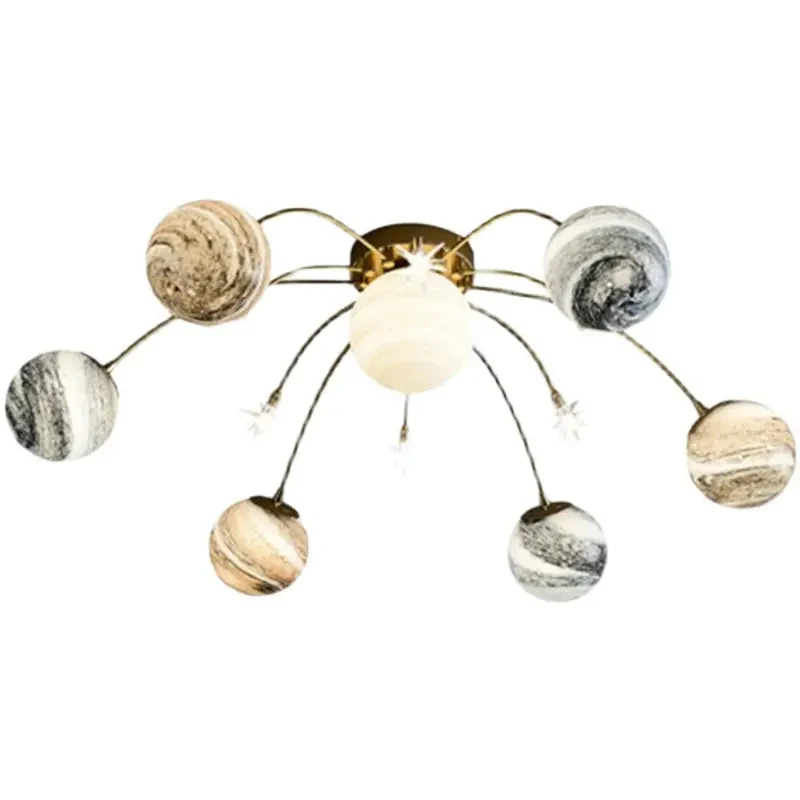 Nordic modern planet lamp wandering earth glass lamp simple space children's room bedroom room ceiling lamp