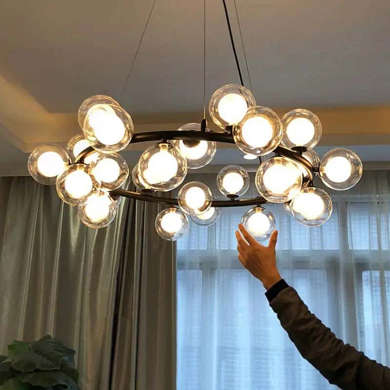 Nordic post-modern living room bedroom molecular glass lamp creative Nordic restaurant home magic bean chandelier