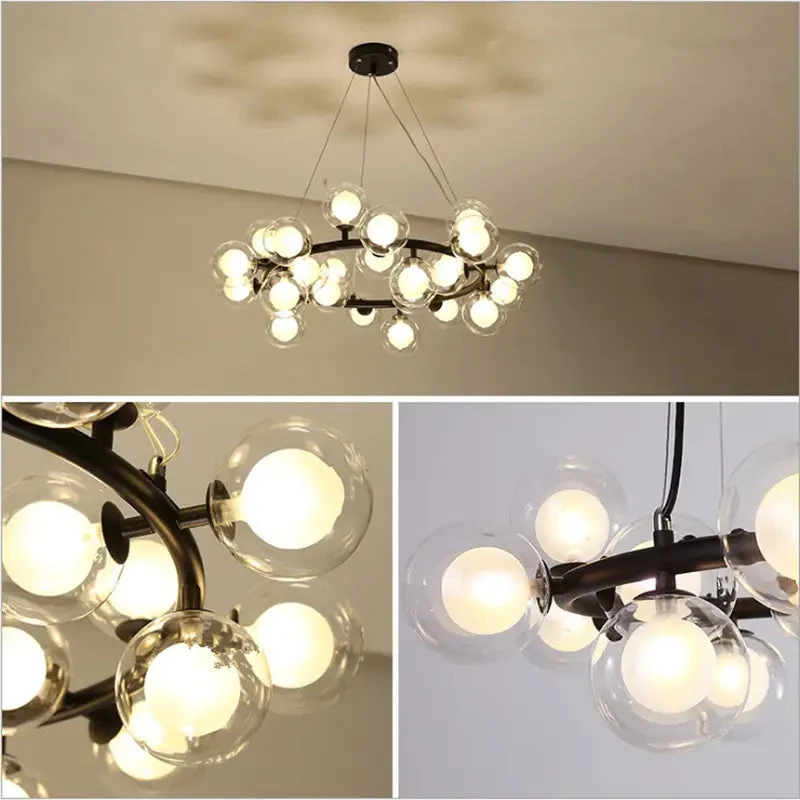 Nordic post-modern living room bedroom molecular glass lamp creative Nordic restaurant home magic bean chandelier