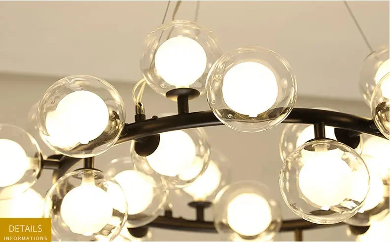 Nordic post-modern living room bedroom molecular glass lamp creative Nordic restaurant home magic bean chandelier