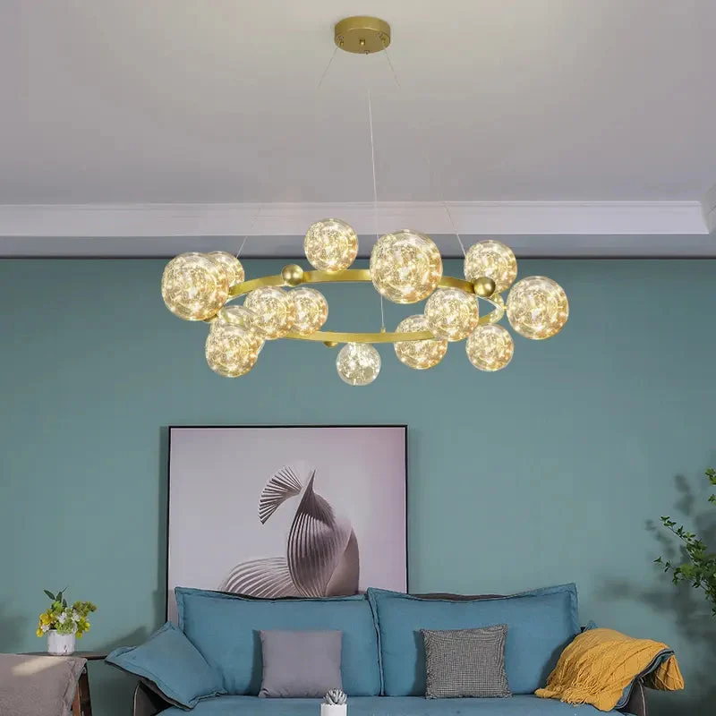 Nordic living room chandelier simple modern gypsophila bedroom bubble light magic bean string restaurant light